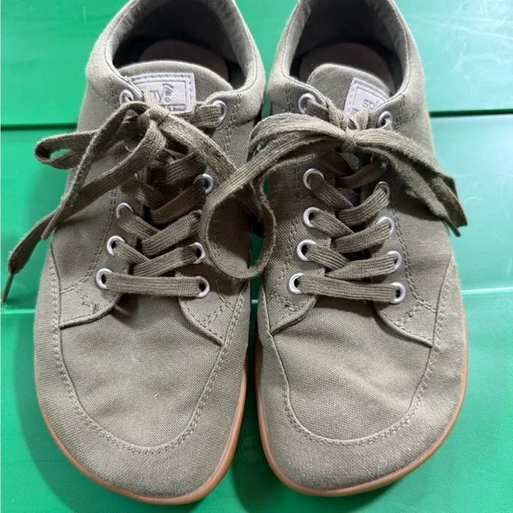 Kids Olive Green Canvas Sneakers - Comfort Casual Shoe - Picture 2 of 12